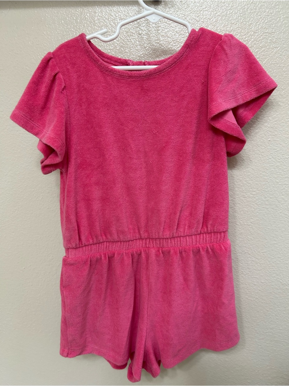 Tucker + Tate Hot Pink Terry Romper with Flutter Sleeves